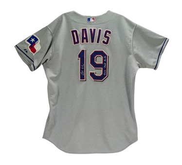 2008 Chris Davis Texas Rangers Game Used and Signed Road Jersey  (Rookie Season, Rangers LOA)
